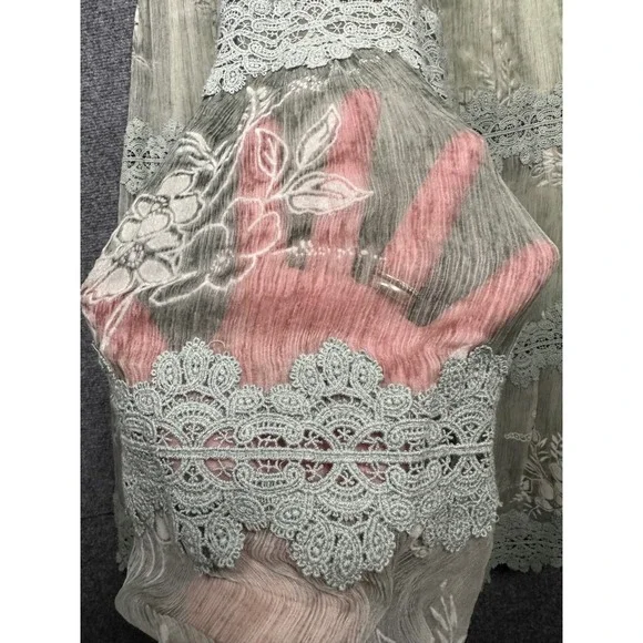 Anthropologie BHLDN Maxi Dress 4 Sage Green Silk Tiered Lace Romantic Ethereal - Picture 14 of 16